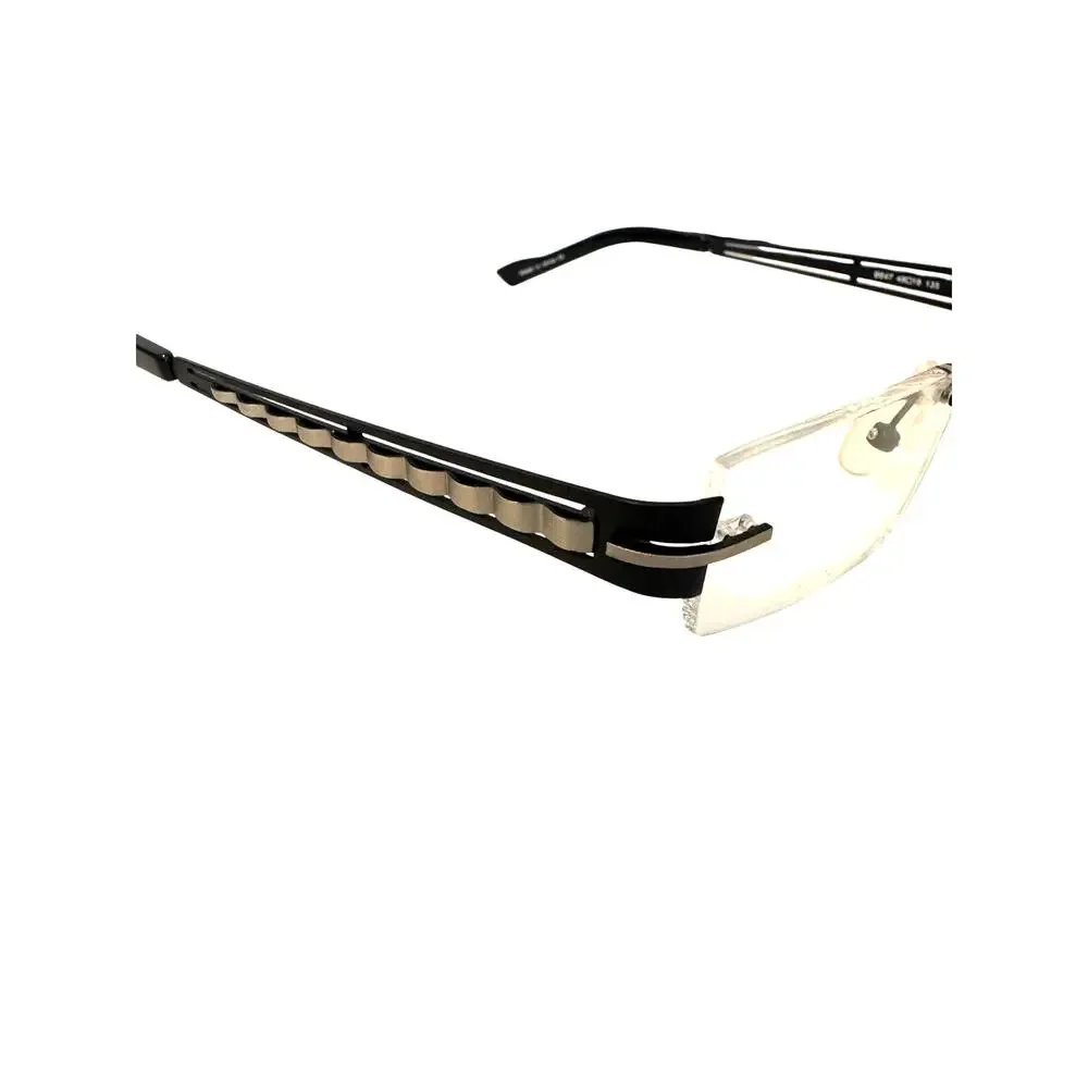 NEW Bellagio b647 Co3 Rimless Black and silver rectangle Y2k Eyeglasses